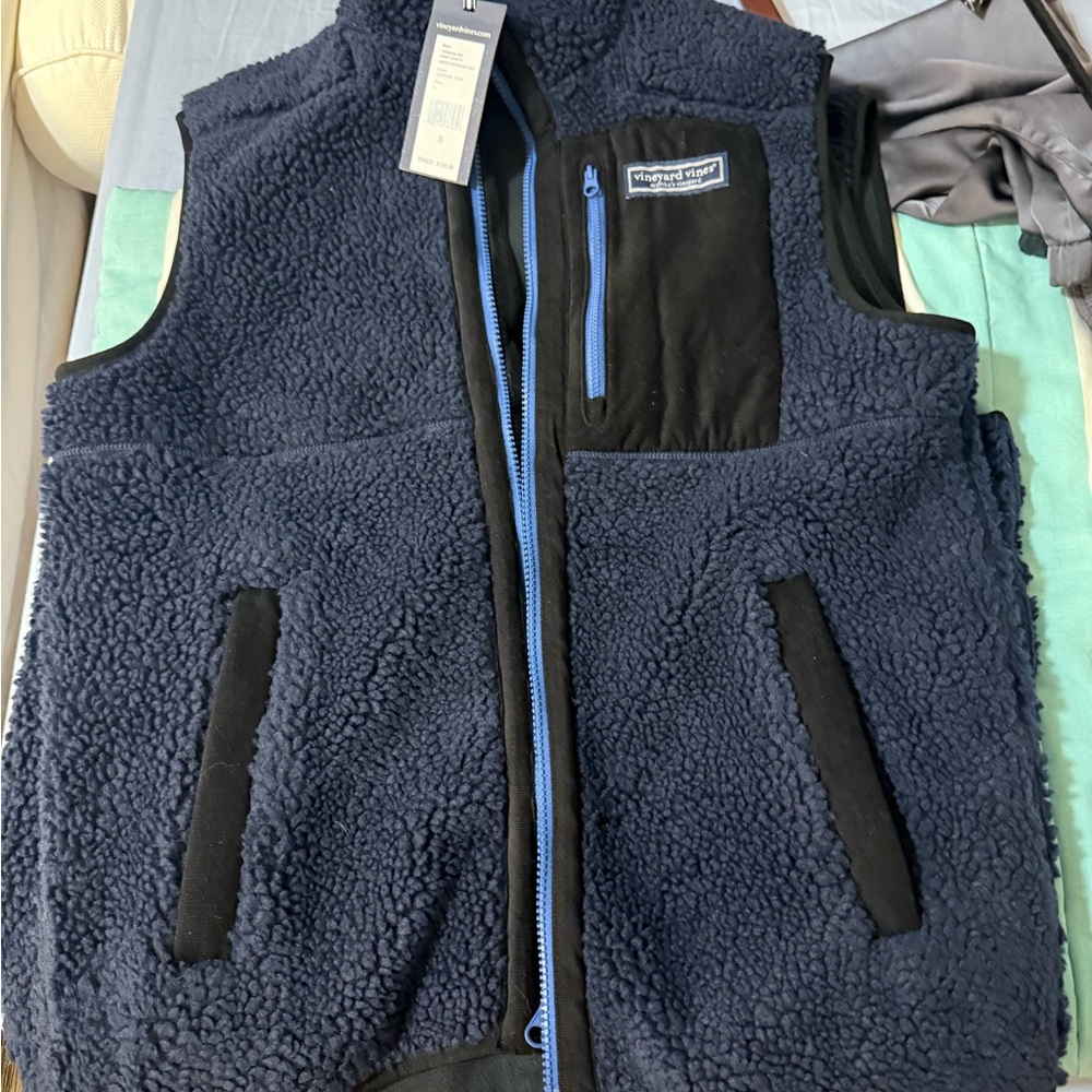 Vineyard Vines Blue and Black Fleece Vest